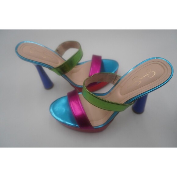 Jessica Simpson Sempira Metallic Rainbow Slip On Platform Block Heel Sandals 10 - Picture 8 of 16